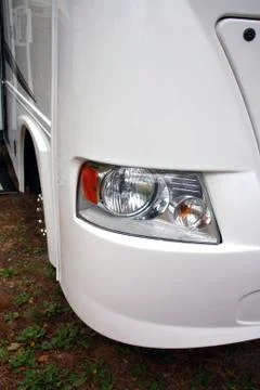 RV Closeup on Front Light Stock Photos