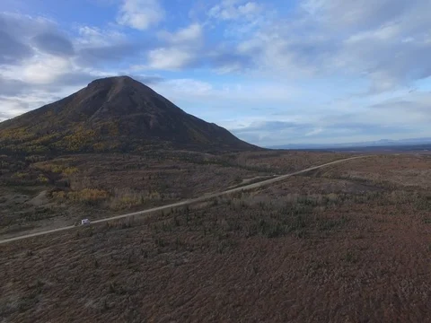 RV driving on Alaska road Stock Footage 80402963
