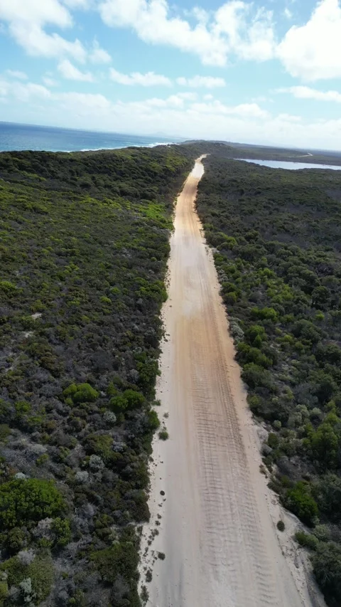 RV Driving Down an Empty Road in Western Australia's Outback Video stock 285022151