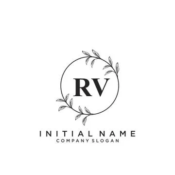 RV Initial handwriting logo design Stock Illustration