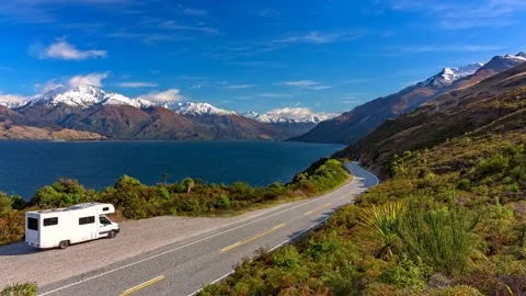 RV Lake Wanaka Stock Footage 132463967