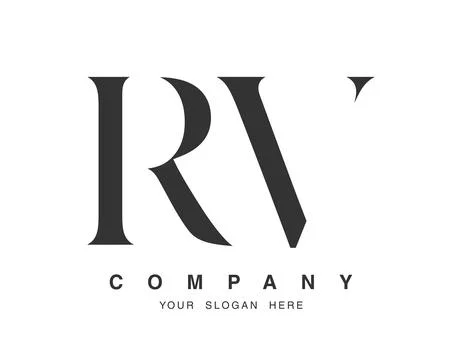 RV logo design. Initial letter r and v serif font style. Creative classic c.. Stock Illustration