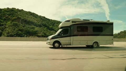 RV on los angles highway Stock Footage 320052853