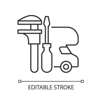 RV maintenance linear icon Stock Illustration