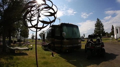 RV Park With Wind Ornament Stock Footage 49084570