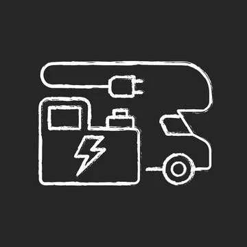 RV power generators chalk white icon on black background Ilustración de archivo