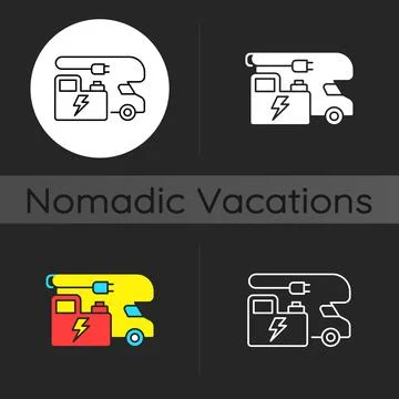 RV power generators dark theme icon Stock Illustration