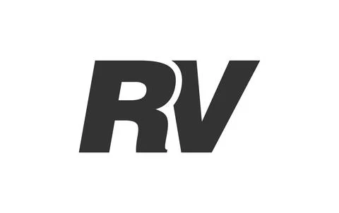 RV Techno Editable Font Logo For Corporate Branding. Bold, Futuristic Desig.. Stock Illustration