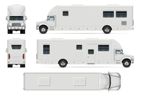 RV vector template. Vehicle branding mock up side, front, back, top view Stock Illustration