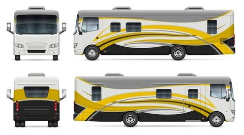 RV vector wrap mock-up side, front, back view Stock Illustration
