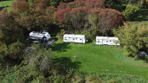 RVs in the Fall Stock Footage 164179495
