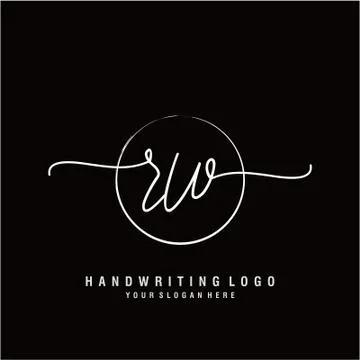 RW Initial handwriting logo design Stock Illustration