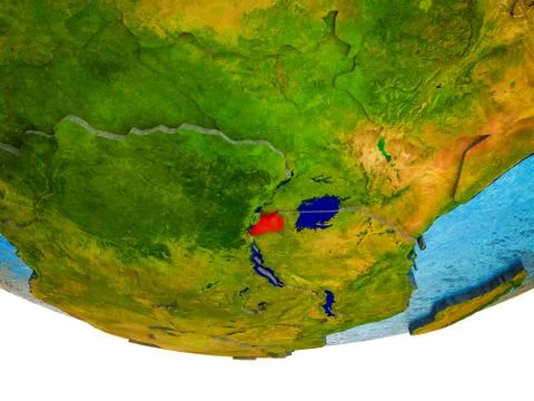 Rwanda on 3D Earth Stock Illustration