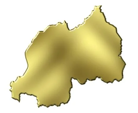 Rwanda 3d golden map Stock Illustration