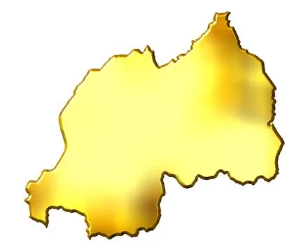 Rwanda 3d Golden Map Stock Illustration