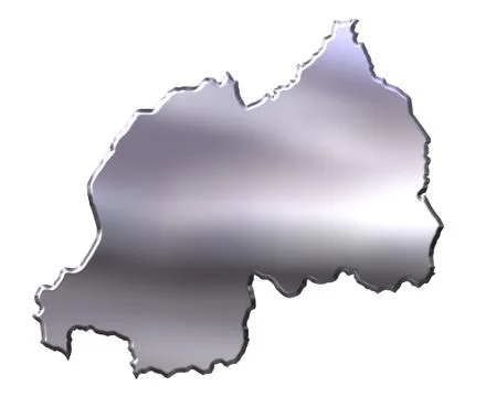 Rwanda 3D Silver Map Stock Illustration