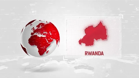 Rwanda 4K Tech Map Beside Globe On White Background Stock Footage 338240333