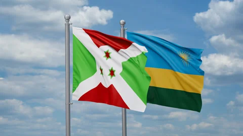 Rwanda and Burundi two flags Stock Footage 273054305