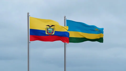 Rwanda and Ecuador flag 스톡 동영상 254268374