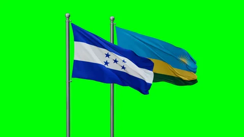 Rwanda and Honduras two flags Stock Footage 293208806