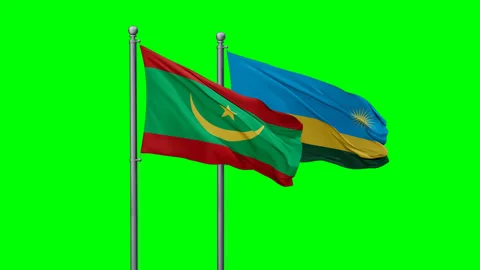 Rwanda and Mauritania two flags Video stock 295178922