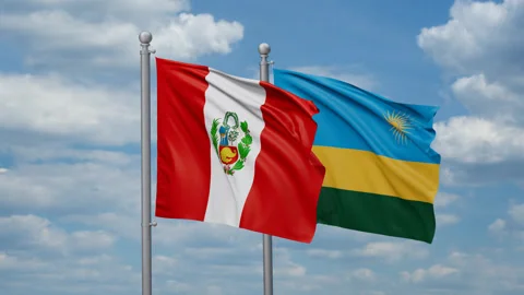 Rwanda and Peru two flags Stock Footage 269134094