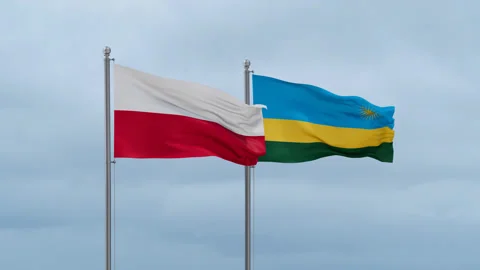 Rwanda and Poland flag Stock Footage 252429333