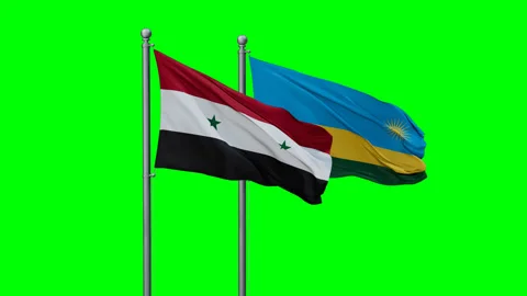 Rwanda and Syria two flags Stock Footage 294263202