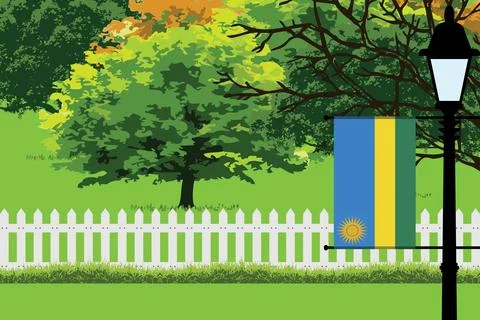 Rwanda Day Trees Lamp Vector Illustration Stock Illustration