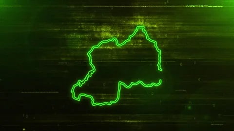 Rwanda Digital Futuristic Glitch Map Stock Footage 333616095