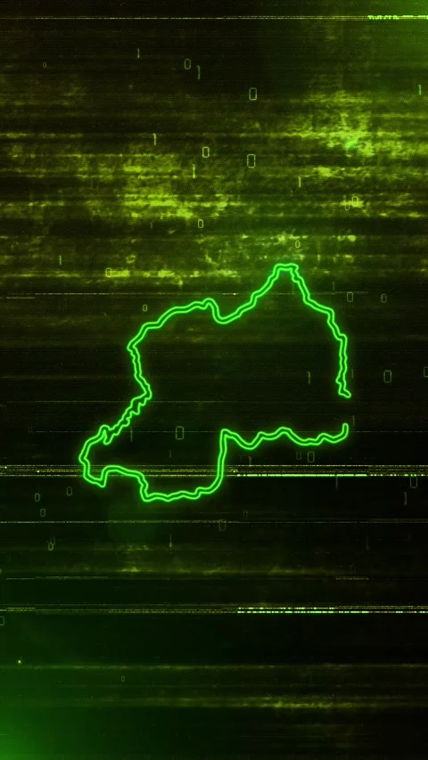 Rwanda Digital Futuristic Glitch Map Stock Footage 334593980