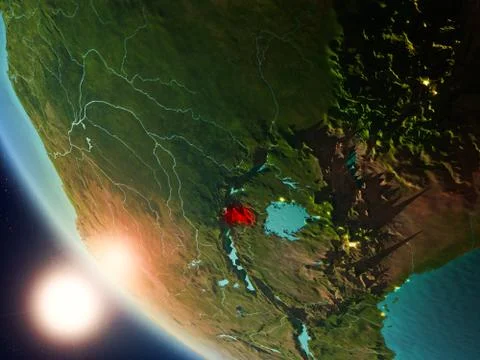 Rwanda during sunset on Earth Stock Illustration
