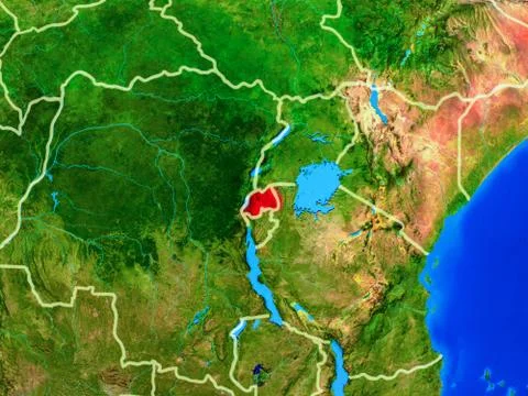 Rwanda on Earth with borders Stock Photos