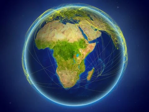 Rwanda on Earth with networks Stock Illustration