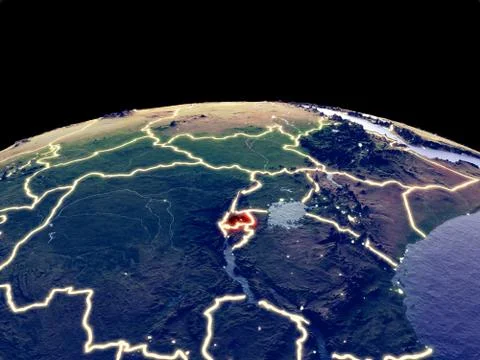 Rwanda on Earth from space Stock Photos