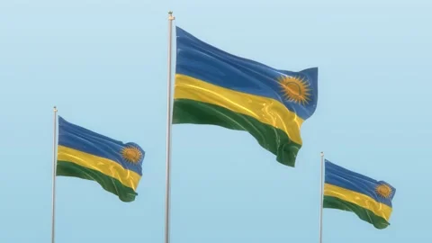 Rwanda  Flag blowing in the wind with a blue sky With Alpha, 3D rendering Stock-Footage 147740794
