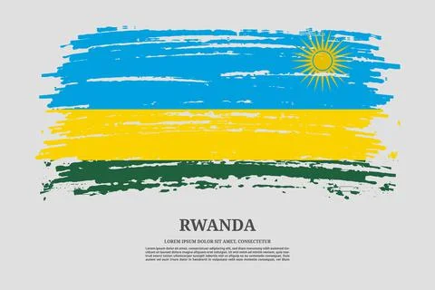 Rwanda flag with brush stroke effect and information text poster, vector Illustrazione stock