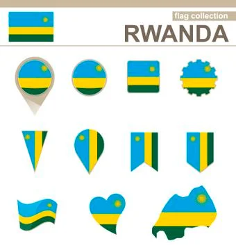 Rwanda Flag Collection Stock Illustration