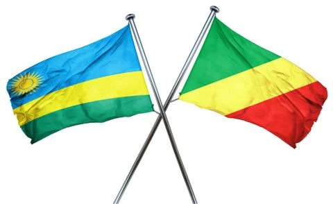 Rwanda flag with Congo flag, 3D rendering Stock Illustration