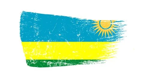 Rwanda Flag Designed in Brush Strokes and Grunge Texture 스톡 일러스트
