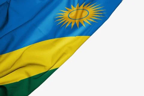 Rwanda flag of fabric with copyspace for your text on white background. Stock Illustration