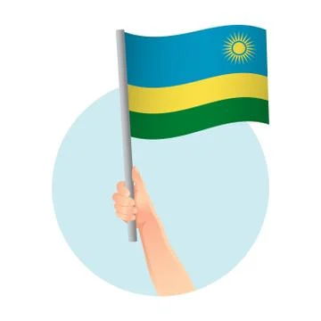 Rwanda flag in hand icon 스톡 일러스트