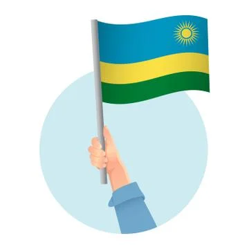 Rwanda flag in hand icon 스톡 일러스트