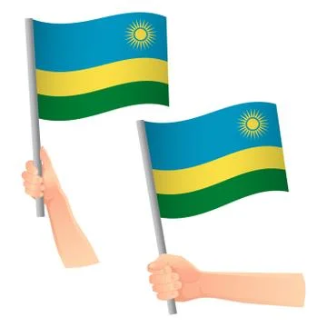 Rwanda flag in hand icon Stock Illustration
