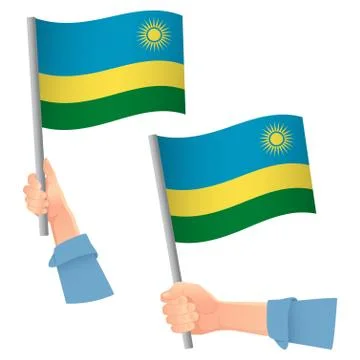 Rwanda flag in hand icon Stock Illustration