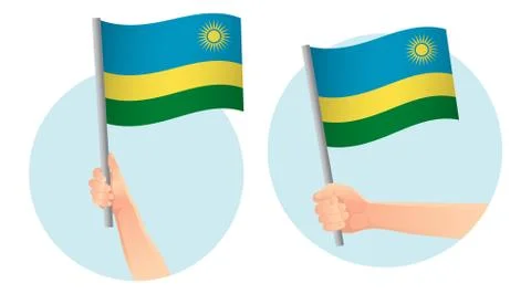 Rwanda flag in hand icon Stock Illustration