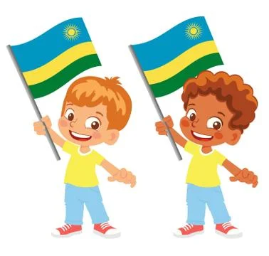 Rwanda flag in hand set Stock Illustration