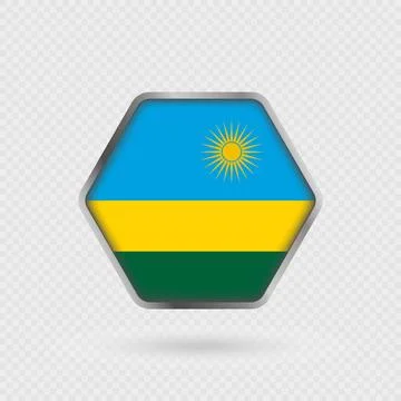 Rwanda flag in a hexagon frame. Stock Illustration