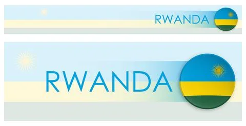 Rwanda flag horizontal web banner in modern neomorphism style. Webpage Rwan.. イラスト素材