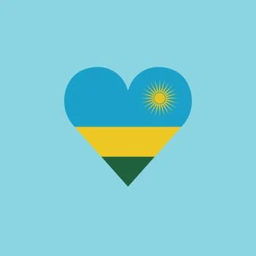 Rwanda flag icon in a heart shape in flat design Stock Illustration
